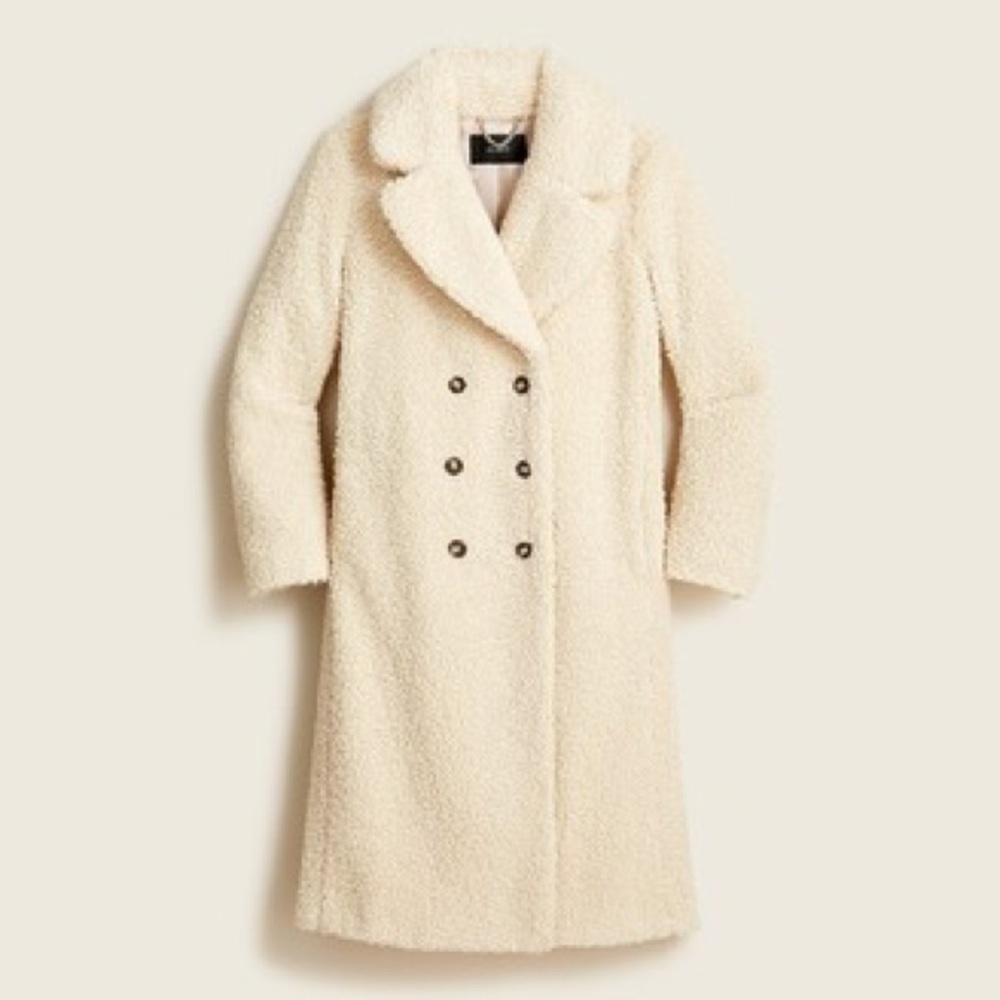 Jcrew double breasted teddy Sherpa topcoat size M